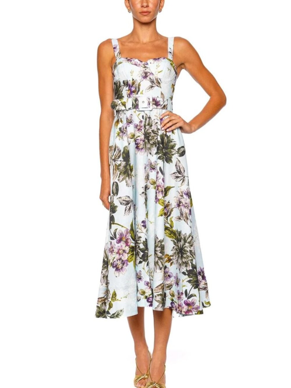 NWT Cara Cara NYC Calypso Midi Dress - Margaux Bloom Blue Floral